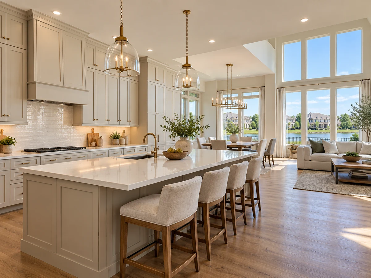 Architectural illustration of interior features inspired by Painted Tree Lakeside South in McKinney