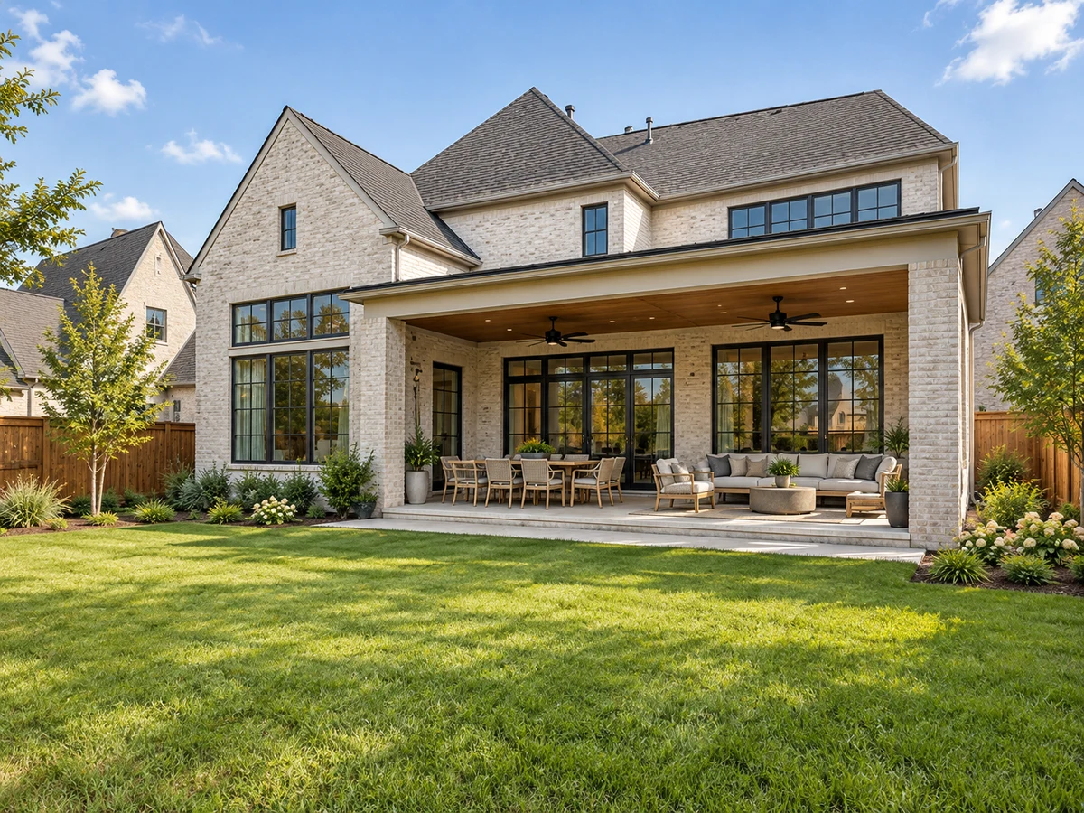 Architectural illustration of outdoor features inspired by Painted Tree Lakeside South in McKinney