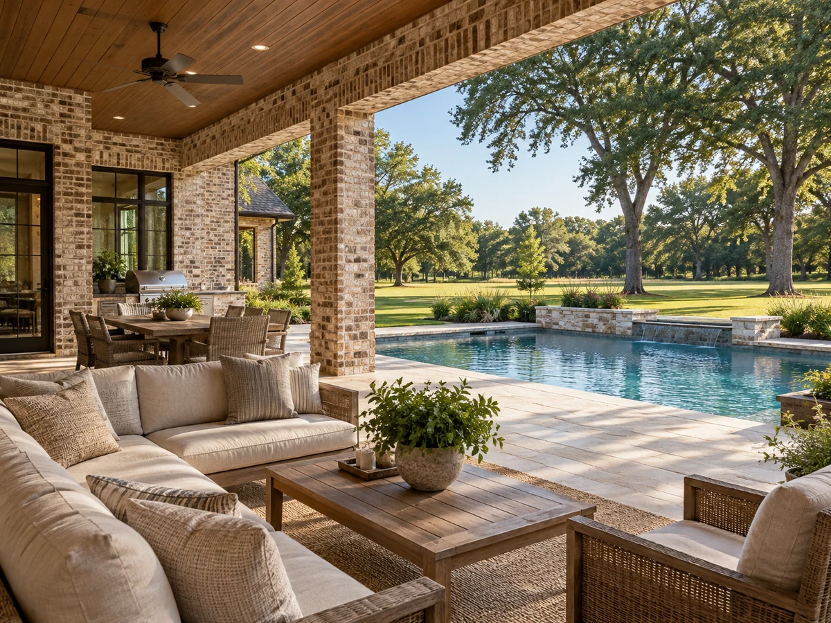 Architectural illustration of outdoor features inspired by Parker Lake Estates in Parker