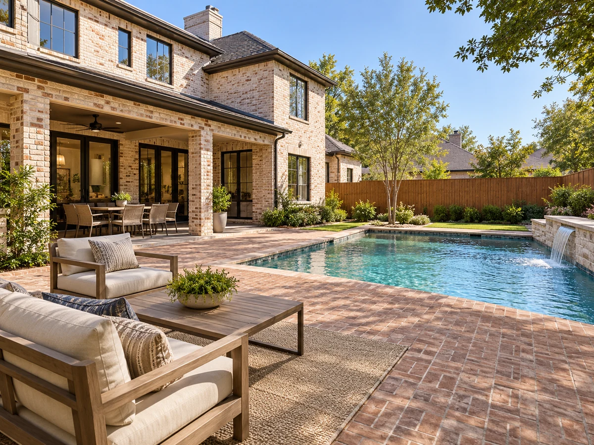 Architectural illustration of outdoor features inspired by Parkway Estates in Plano