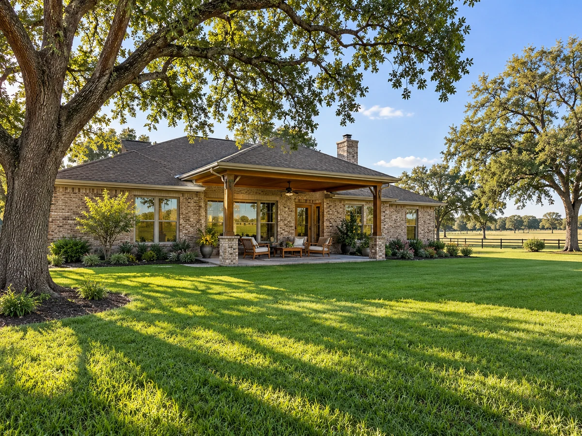 Architectural illustration of outdoor features inspired by Pecan Creek Farms in McKinney