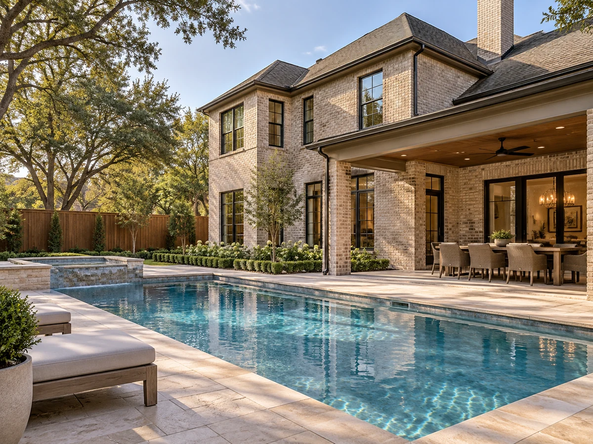Architectural illustration of outdoor features inspired by Preston Hollow Addition in Plano