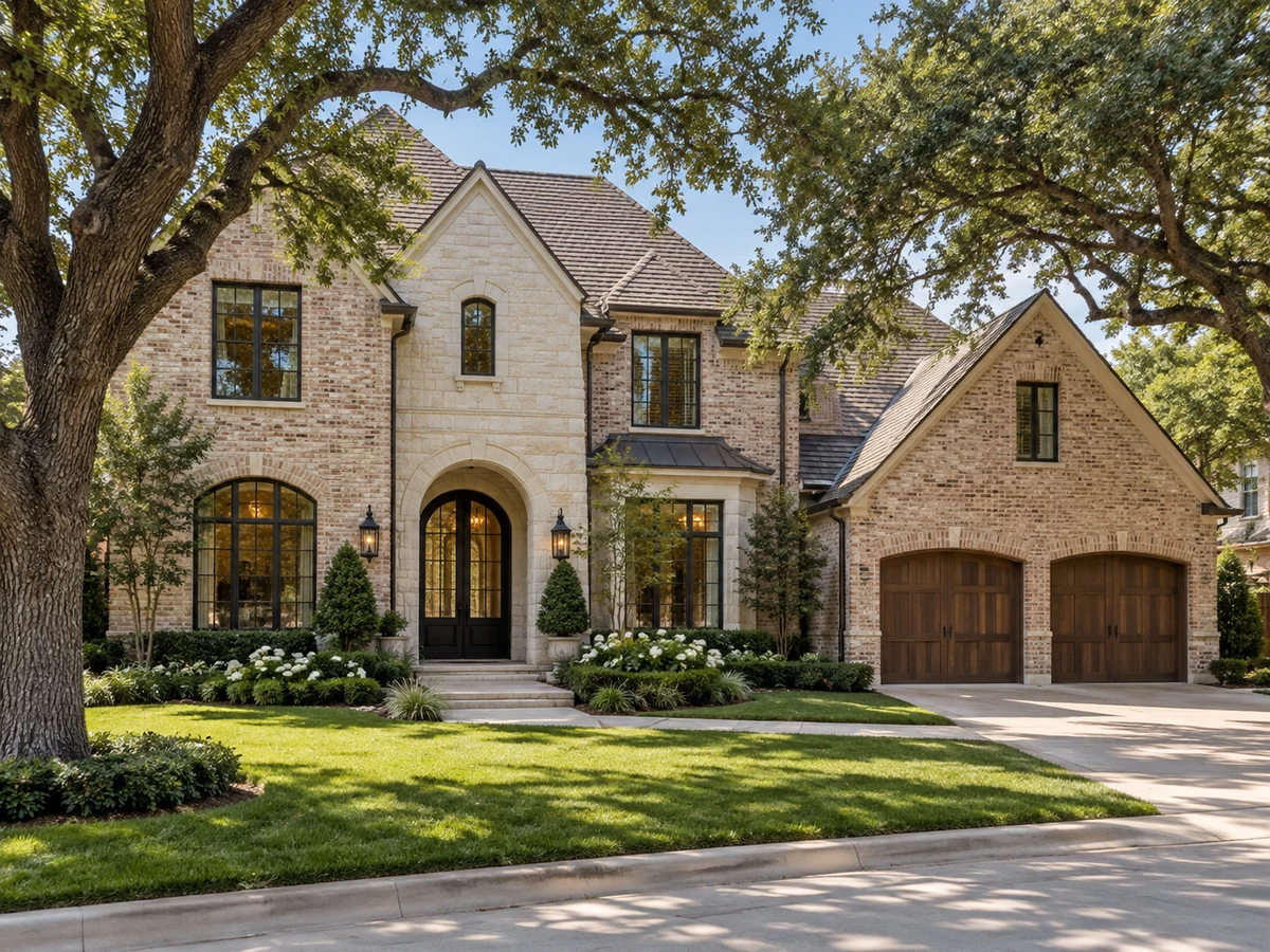 Architectural illustration of exterior features inspired by Preston Lakes in Plano