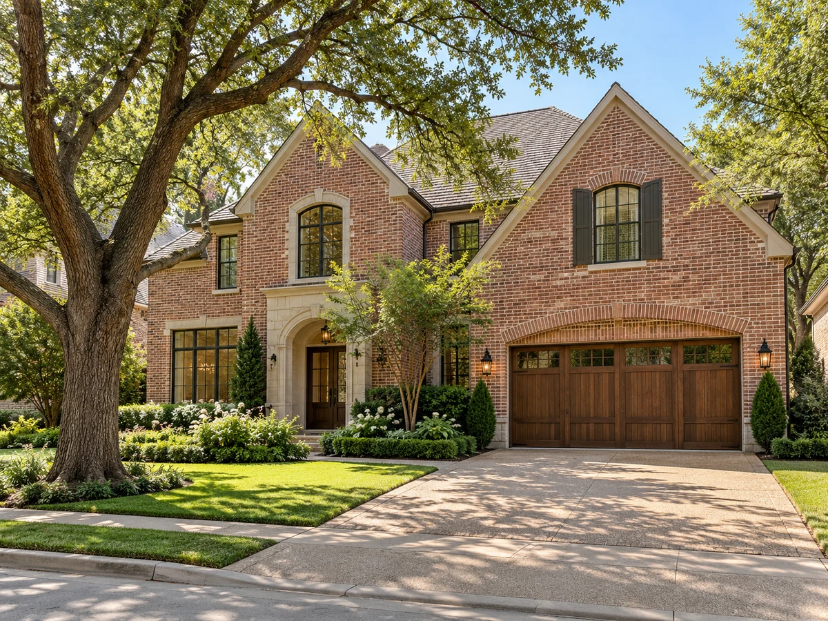 Architectural illustration of exterior features inspired by Preston Village in Plano