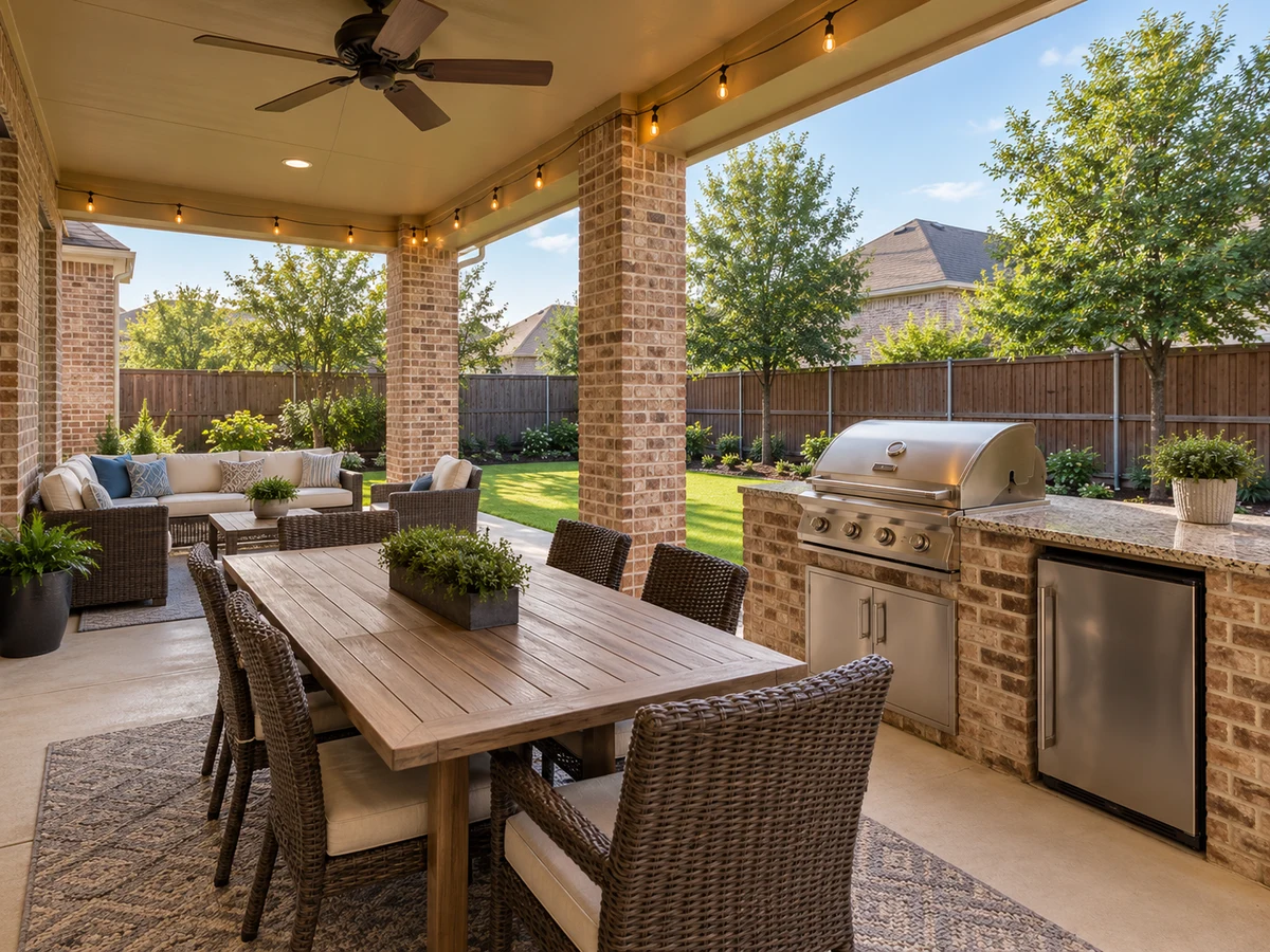 Architectural illustration of outdoor features inspired by Richwoods in Frisco