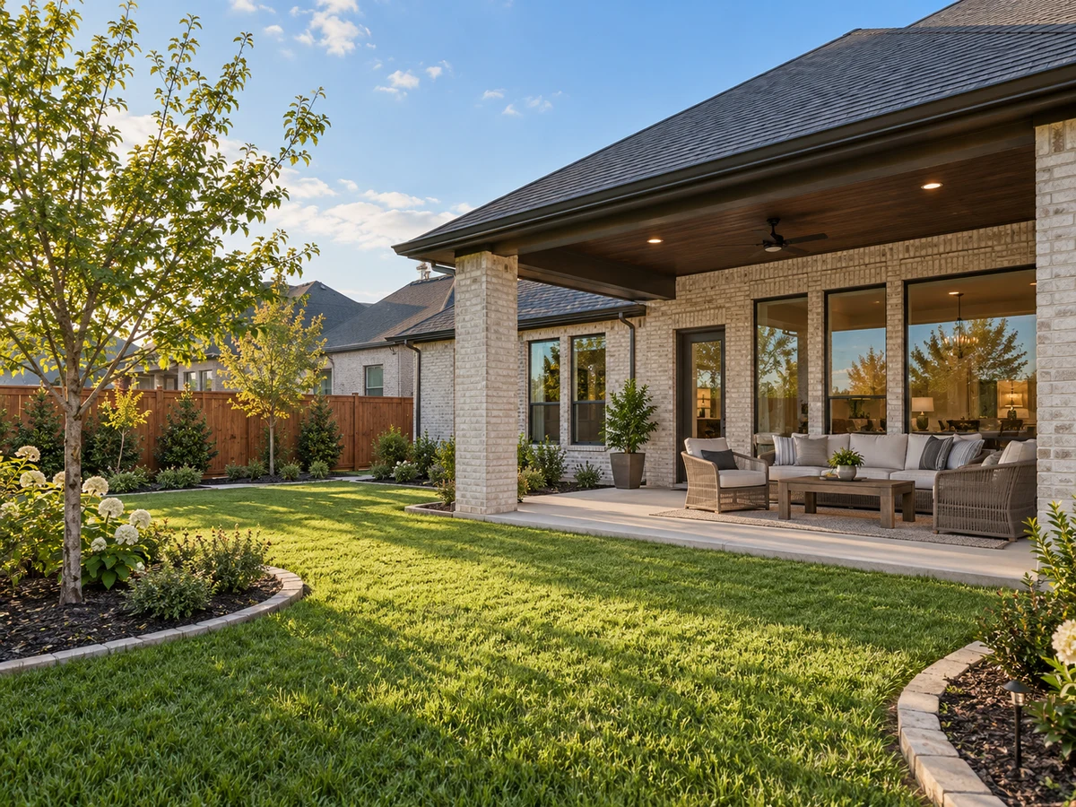 Architectural illustration of outdoor features inspired by Sachse Farms in Sachse