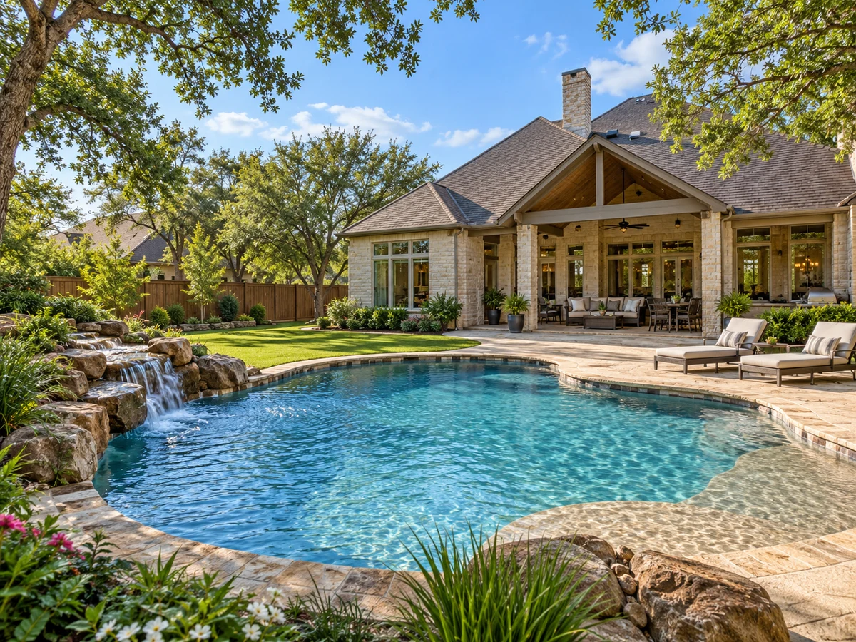 Architectural illustration of outdoor features inspired by Shiloh Ranch in McKinney