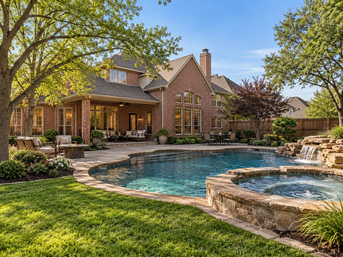 Architectural illustration of outdoor features inspired by Spring Hill in McKinney