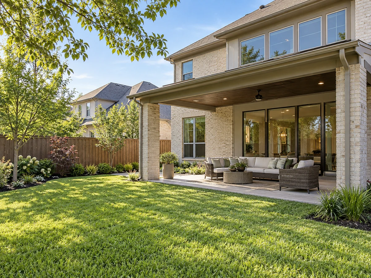 Architectural illustration of outdoor features inspired by Spring Ridge in Plano