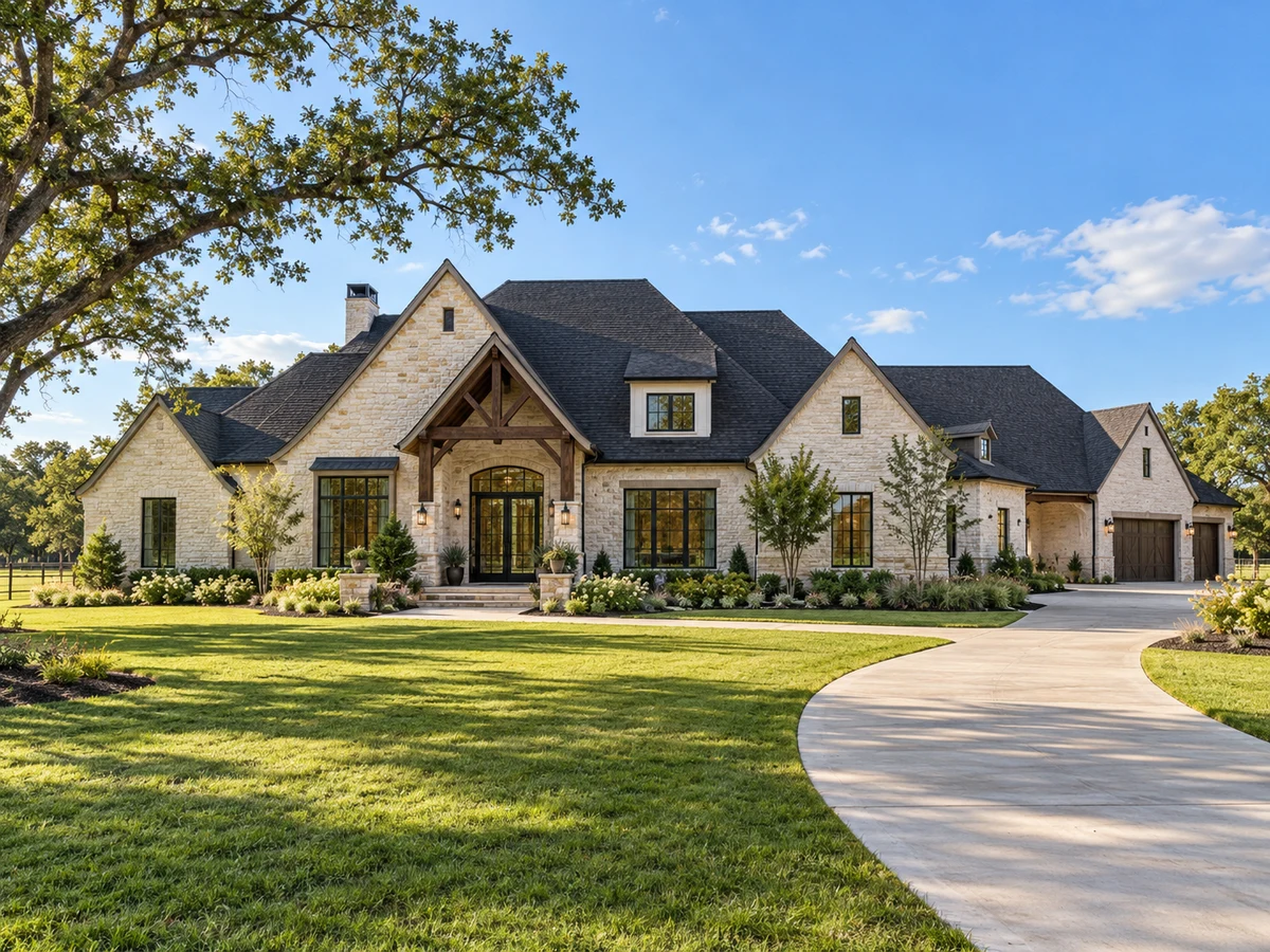 Architectural illustration of exterior features inspired by Stinson Highlands in Lucas
