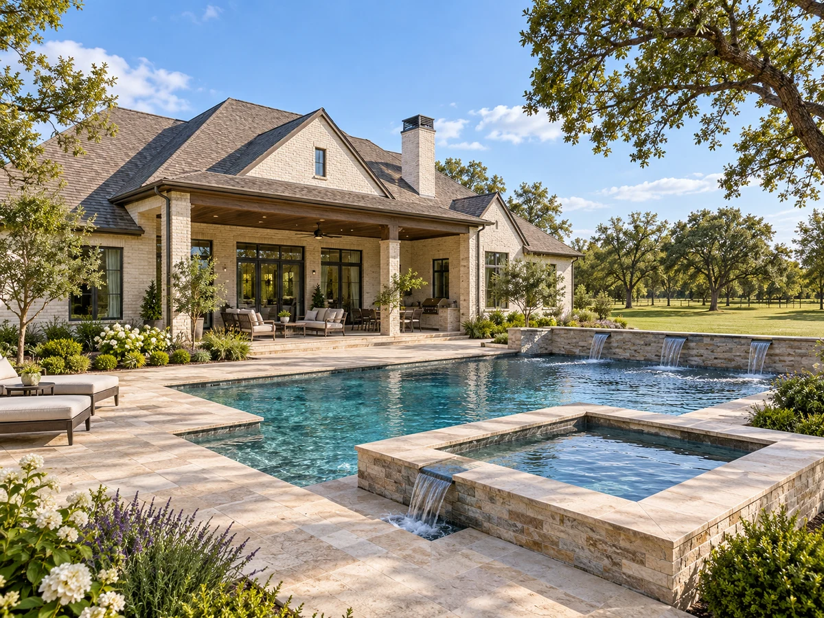 Architectural illustration of outdoor features inspired by Stinson Highlands in Lucas