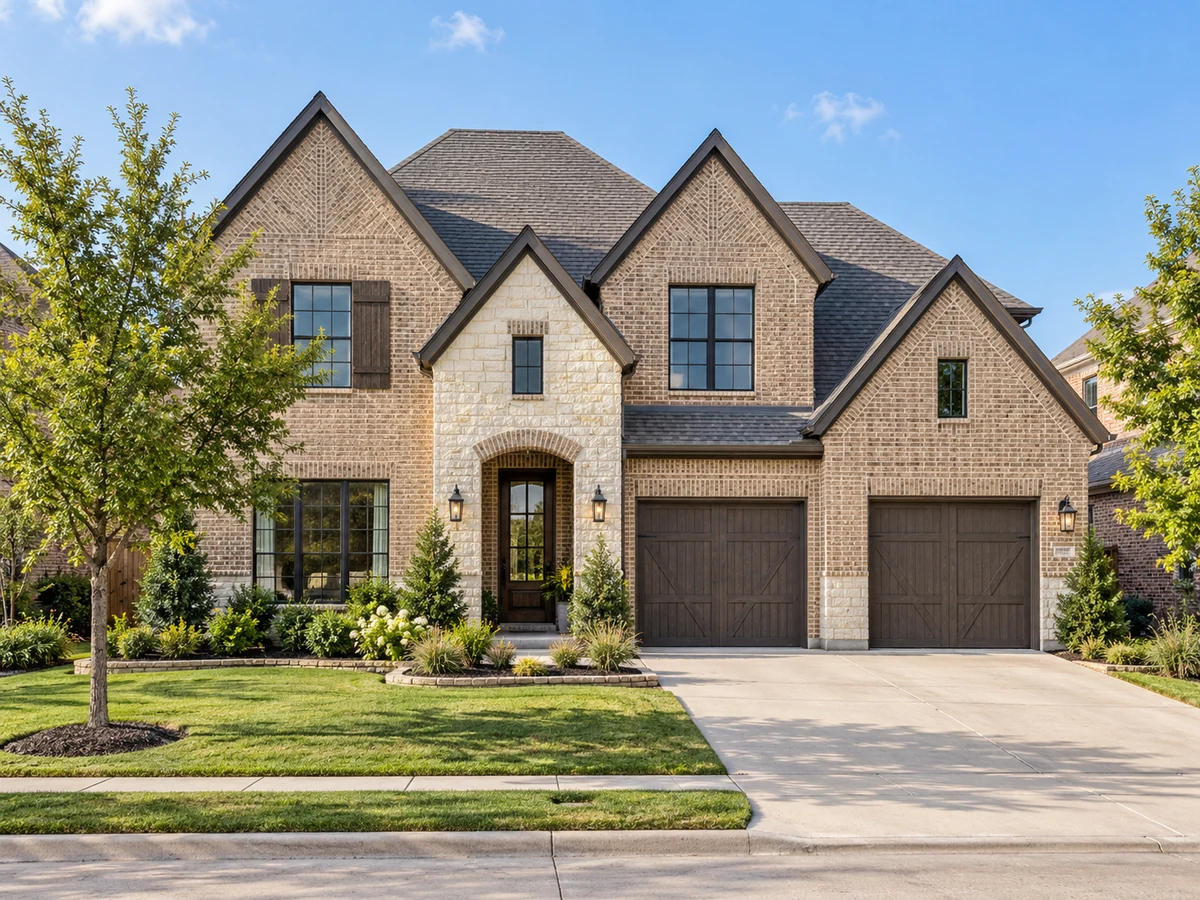 Architectural illustration of exterior features inspired by Stone Hollow in McKinney
