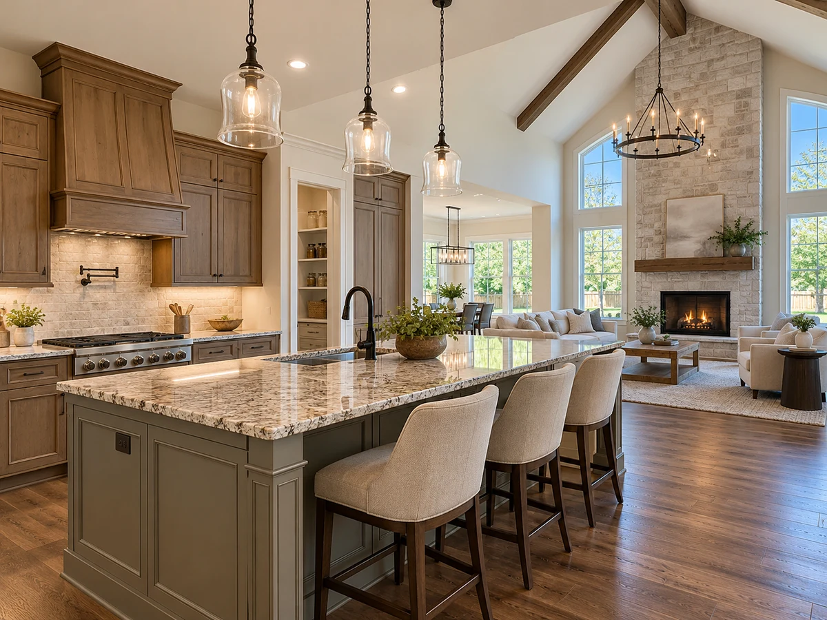 Architectural illustration of interior features inspired by Stone Hollow in McKinney
