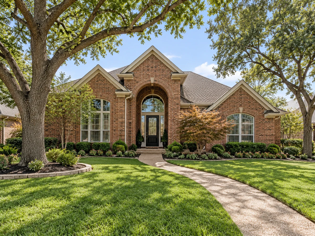 Architectural illustration of exterior features inspired by Stonehaven Place South in Plano