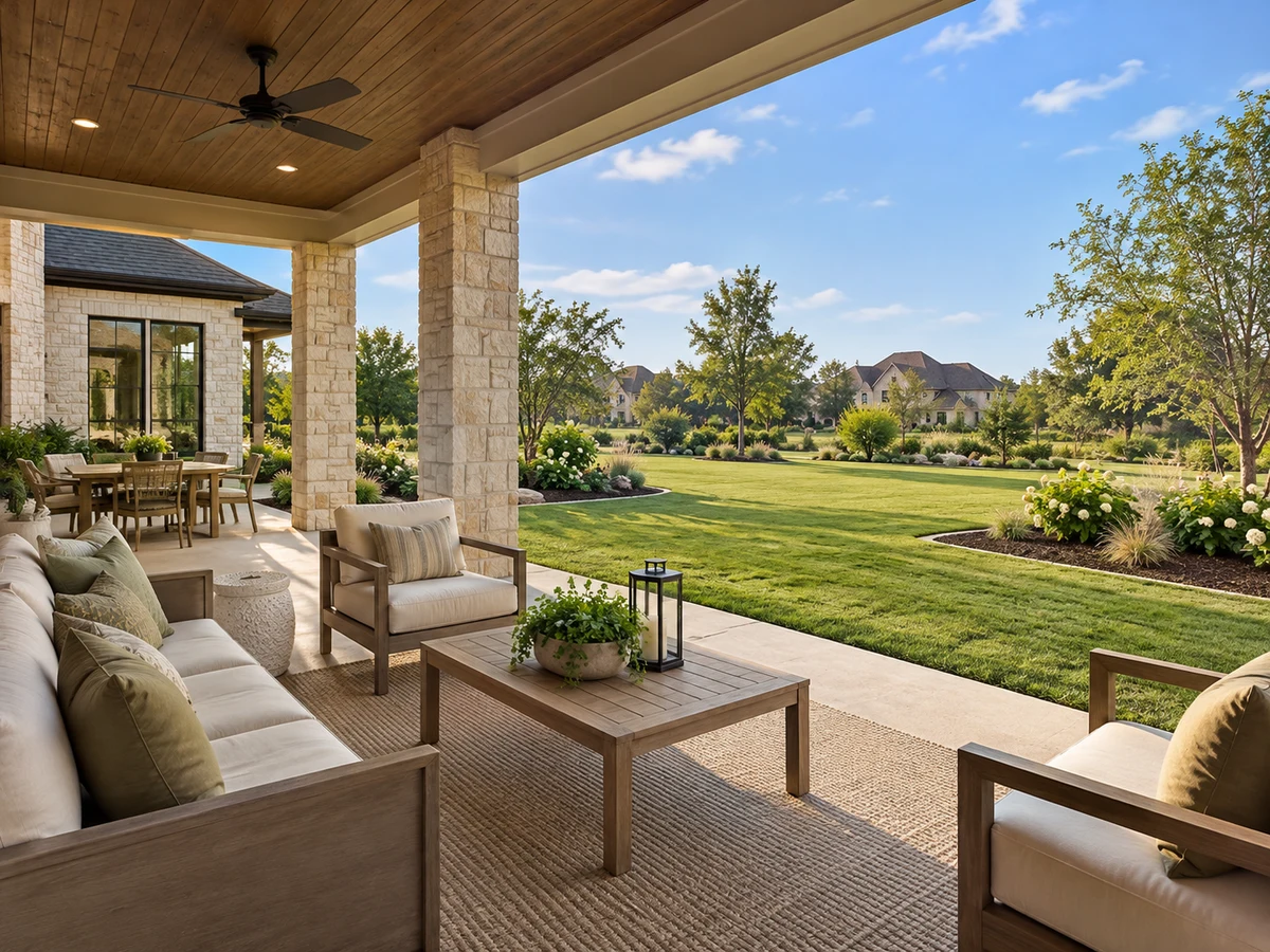 Architectural illustration of outdoor features inspired by Stoney Creek in Sunnyvale