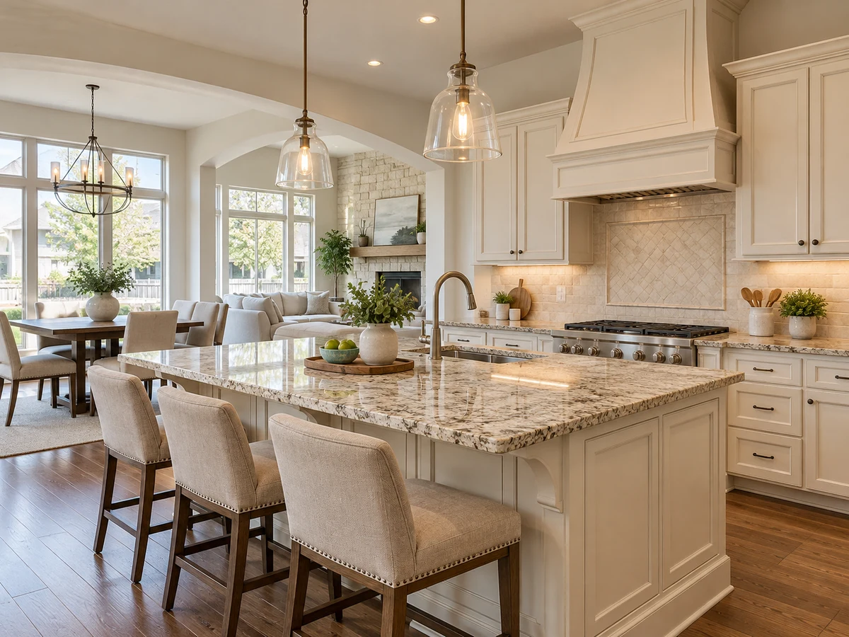 Architectural illustration of interior features inspired by Stoney Hollow in Plano