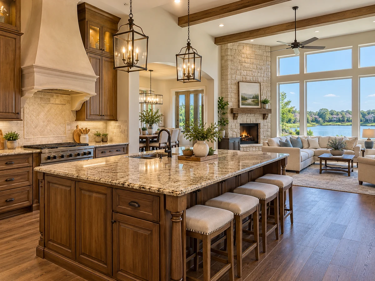 Architectural illustration of interior features inspired by Stratford Manor in McKinney