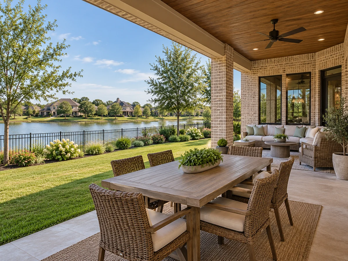 Architectural illustration of outdoor features inspired by Stratford Manor in McKinney