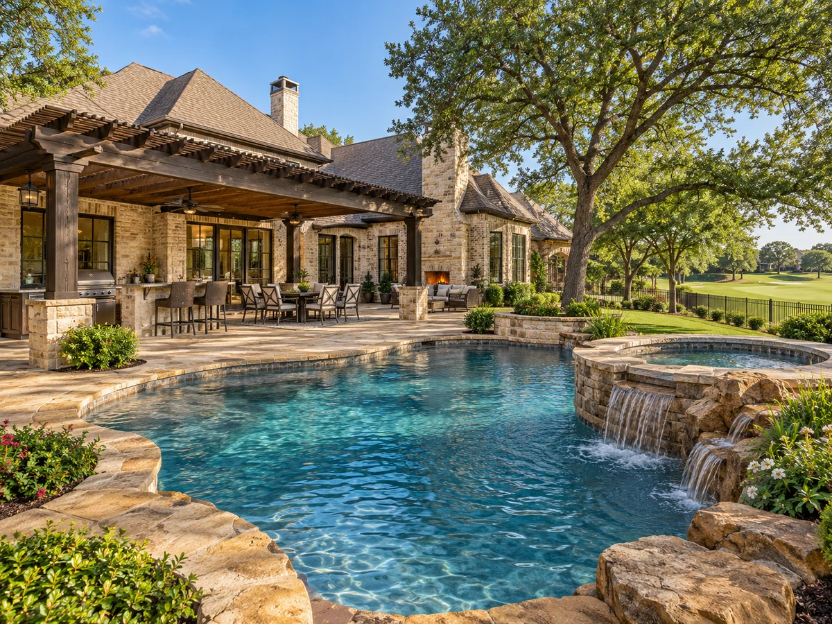 Architectural illustration of outdoor features inspired by Tanglewood At Stonebridge Ranch in McKinney