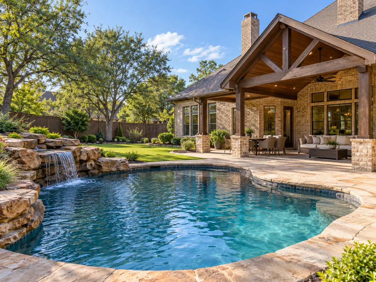 Architectural illustration of outdoor features inspired by Thornberry Ridge in McKinney