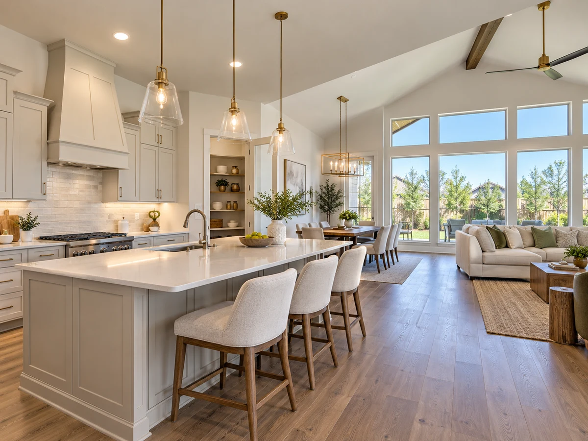 Architectural illustration of interior features inspired by Trinity Falls in McKinney