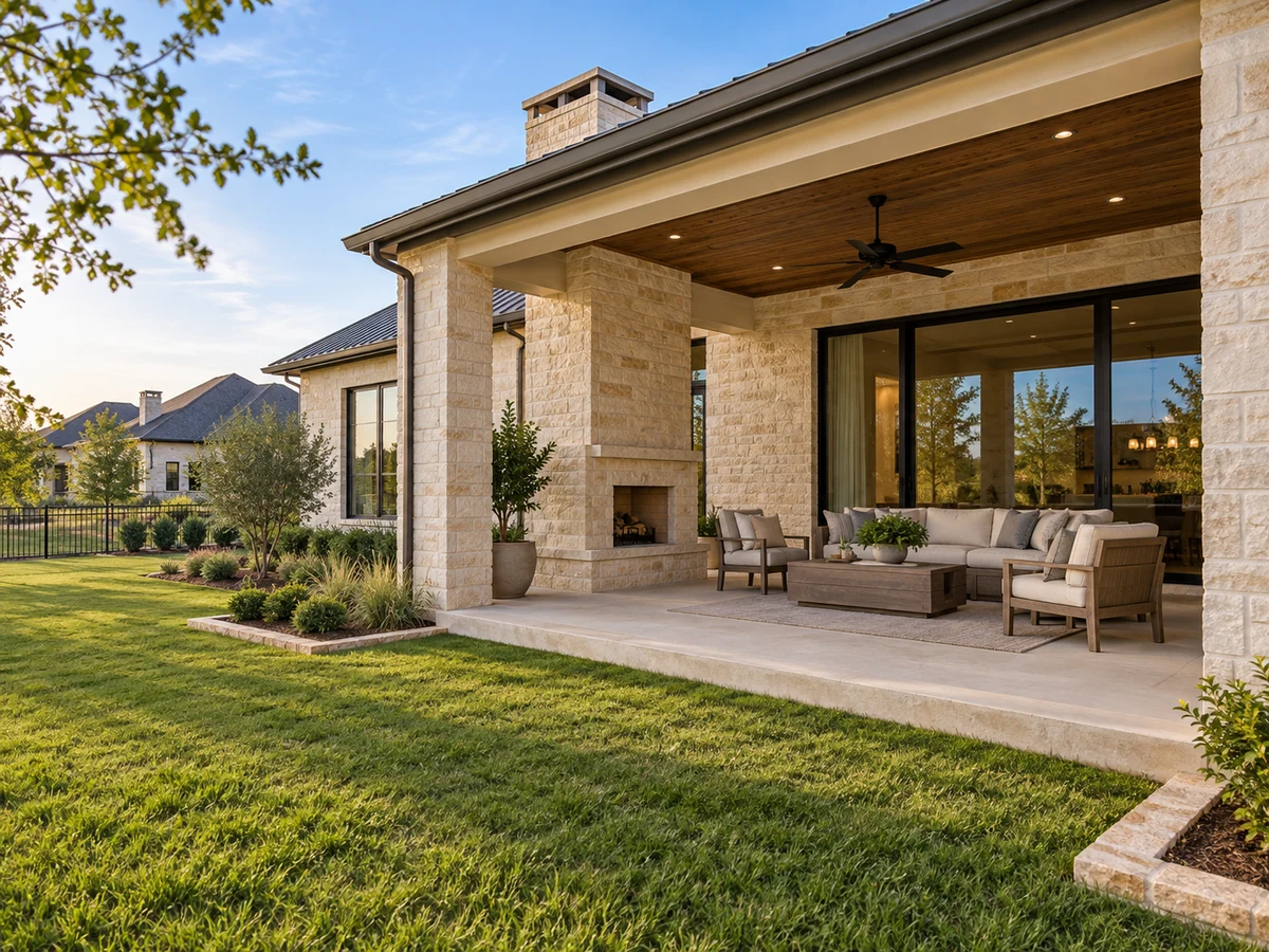 Architectural illustration of outdoor features inspired by Van Buren Estates in Weston