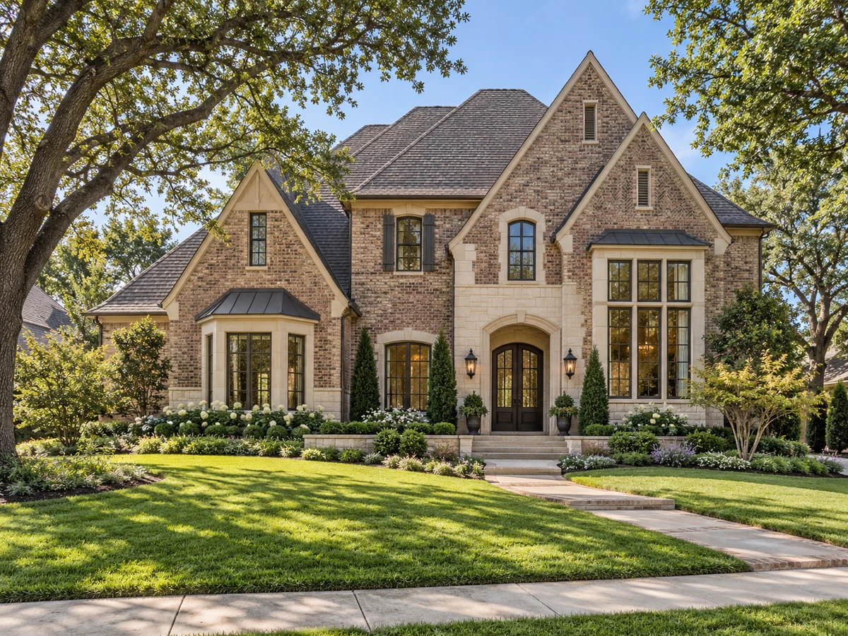 Architectural illustration of exterior features inspired by Village Creek in McKinney