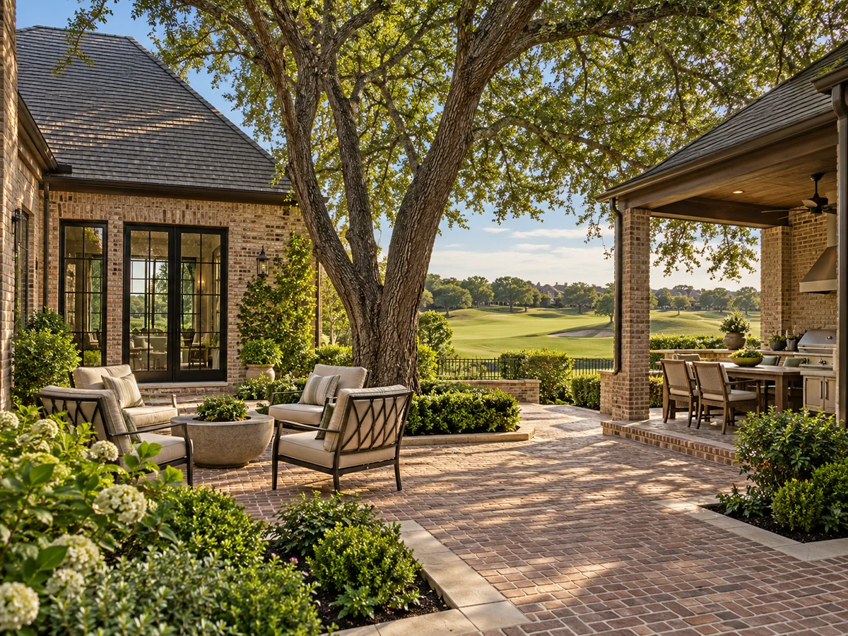 Architectural illustration of outdoor features inspired by Village Of Eldorado in McKinney