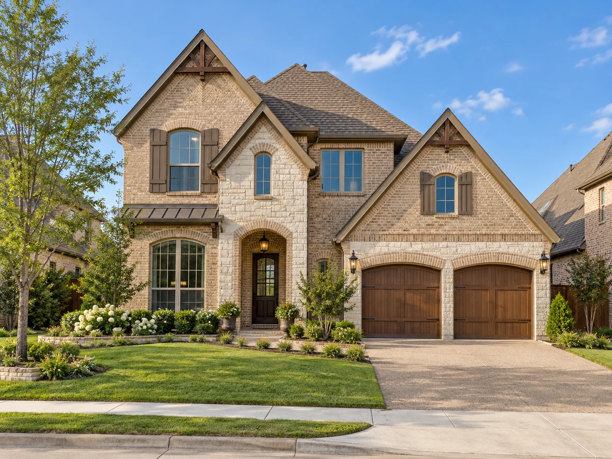 Architectural illustration of exterior features inspired by Villas Of Pecan Creek in Plano