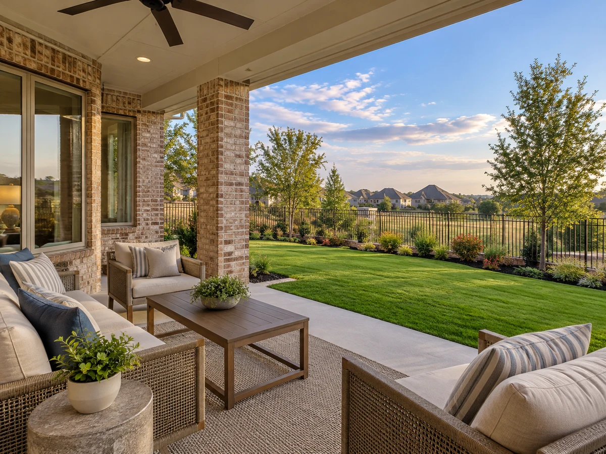 Architectural illustration of outdoor features inspired by Vineyards in Rowlett