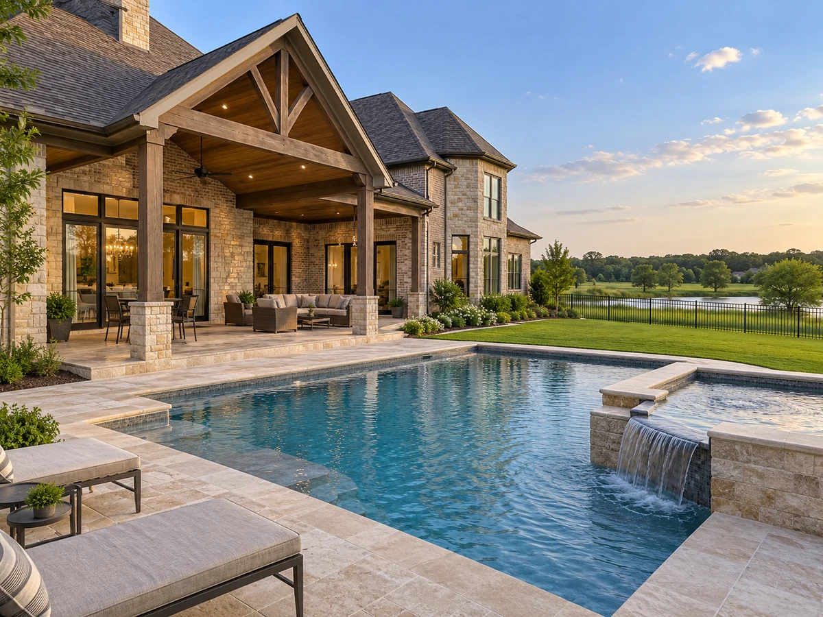 Architectural illustration of outdoor features inspired by Waterstone Estates in McKinney
