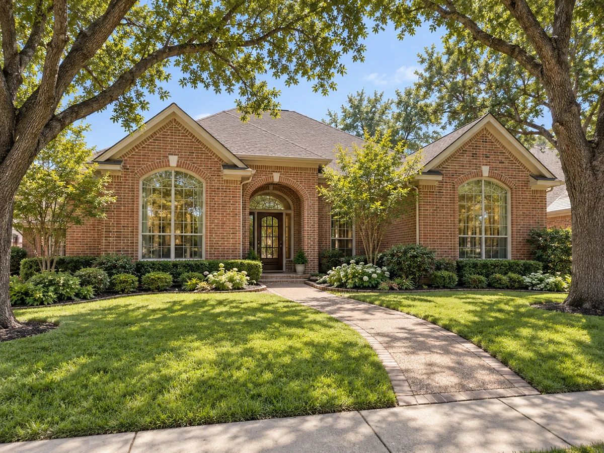 Architectural illustration of exterior features inspired by Wellington At Preston Meadows in Plano