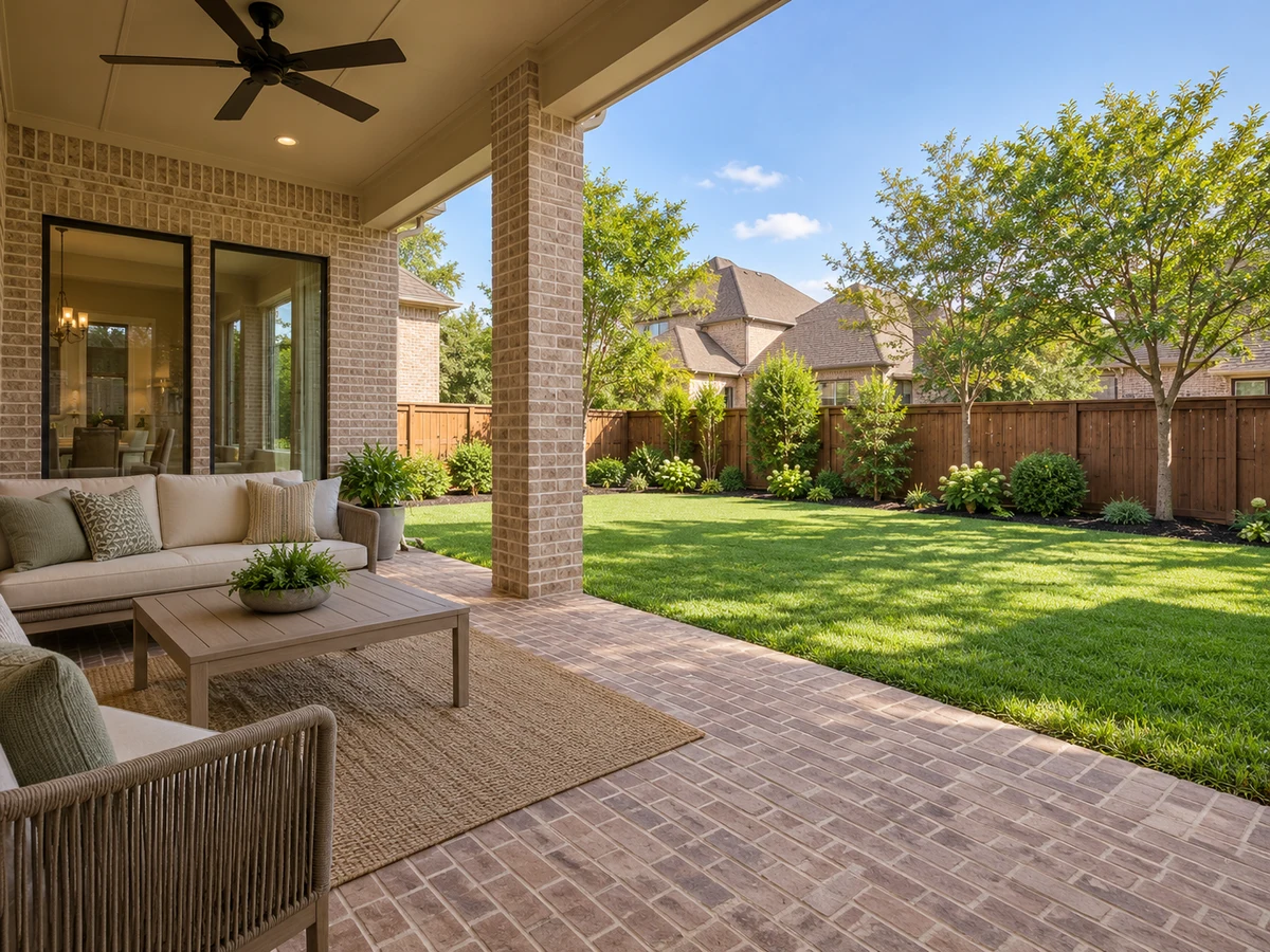 Architectural illustration of outdoor features inspired by Wellington At Preston Meadows in Plano