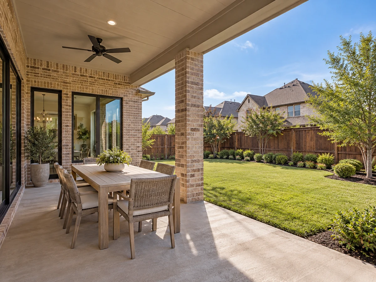 Architectural illustration of outdoor features inspired by Wentworth Estates in Plano