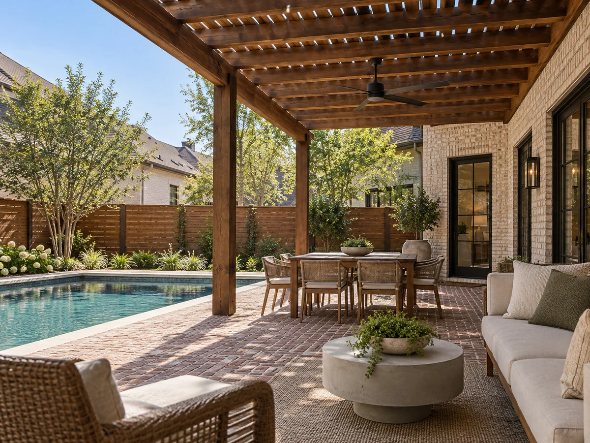 Architectural illustration of outdoor features inspired by Whiffletree in Plano
