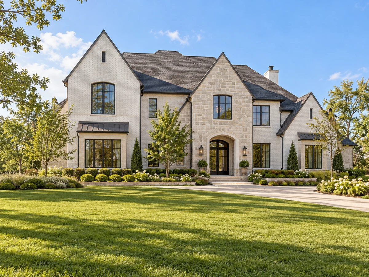 Architectural illustration of exterior features inspired by Whitestone Estates in Parker
