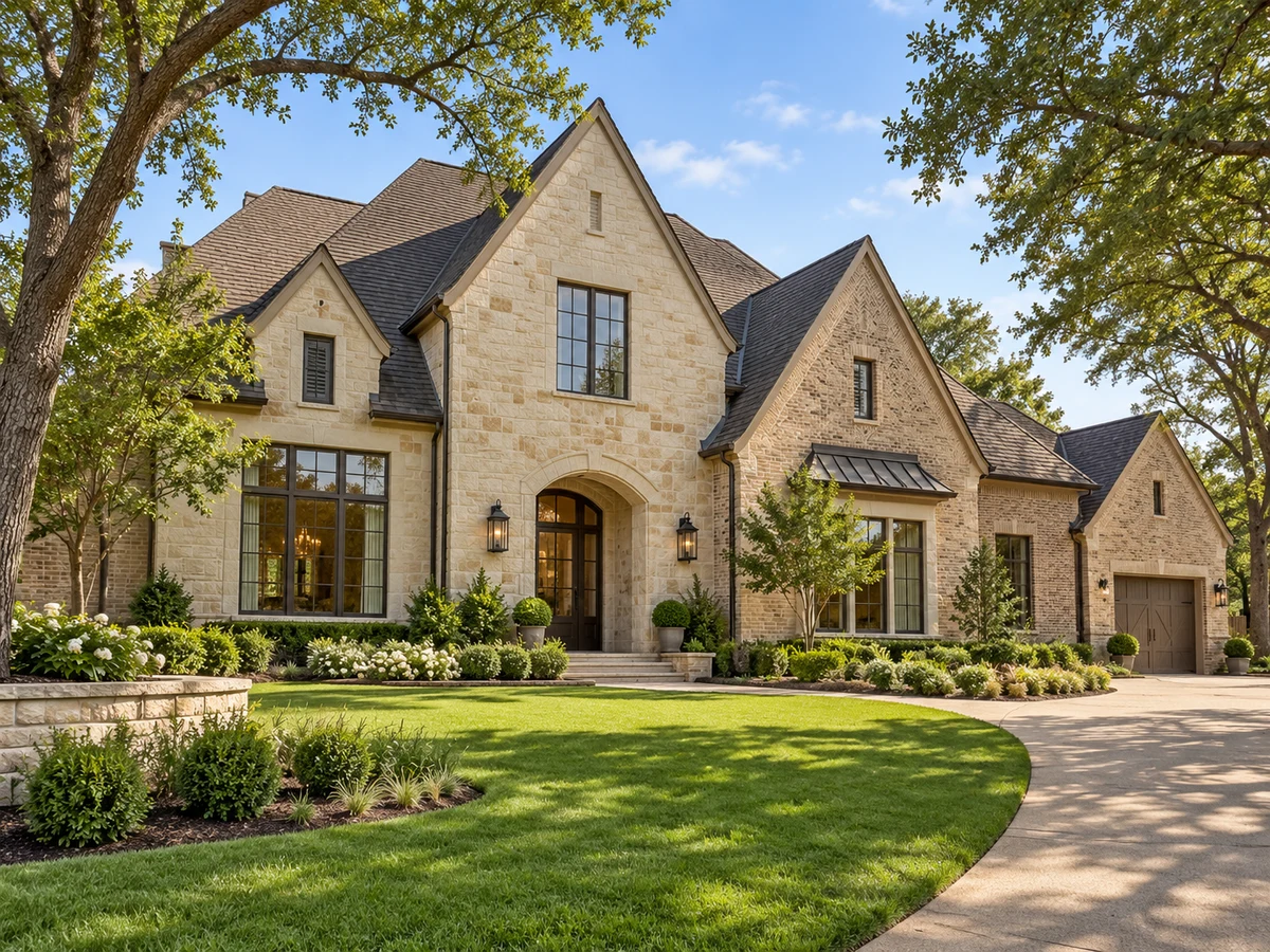 Architectural illustration of exterior features inspired by Whitley Place in Prosper