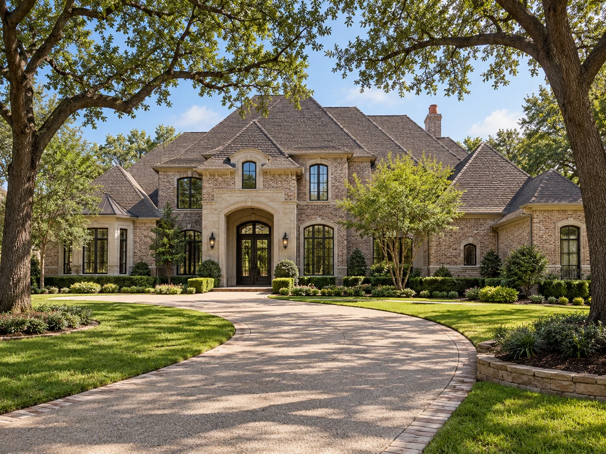 Architectural illustration of exterior features inspired by Willow Bend Lakes in Plano