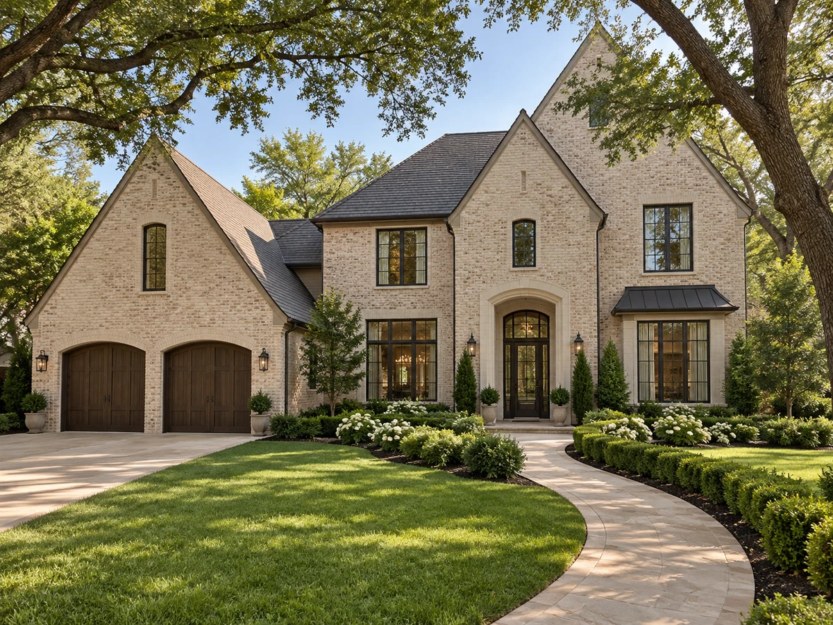 Architectural illustration of exterior features inspired by Willow Bend Polo Estates in Plano