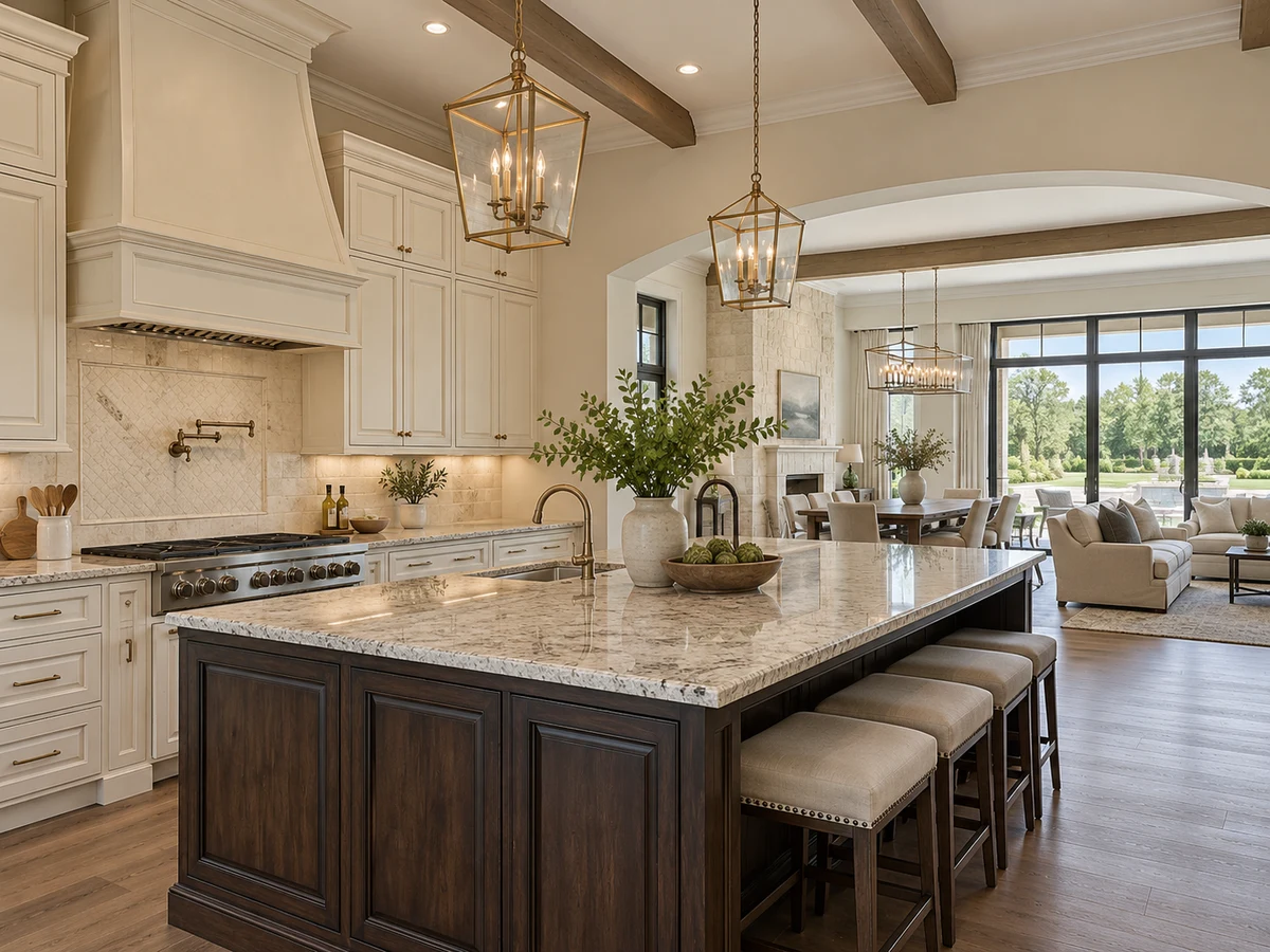 Architectural illustration of interior features inspired by Willow Bend Polo Estates in Plano