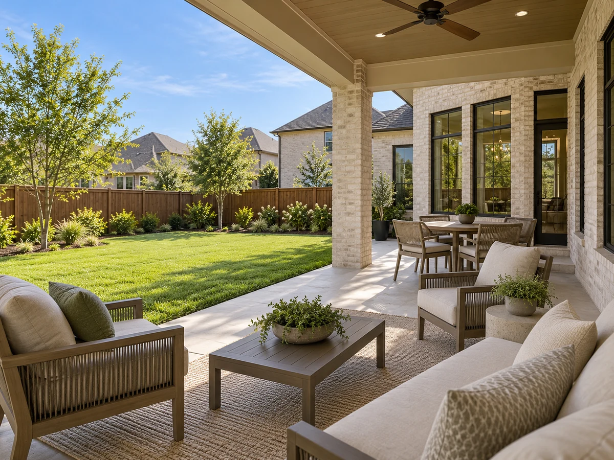 Architectural illustration of outdoor features inspired by Willow Wood in McKinney
