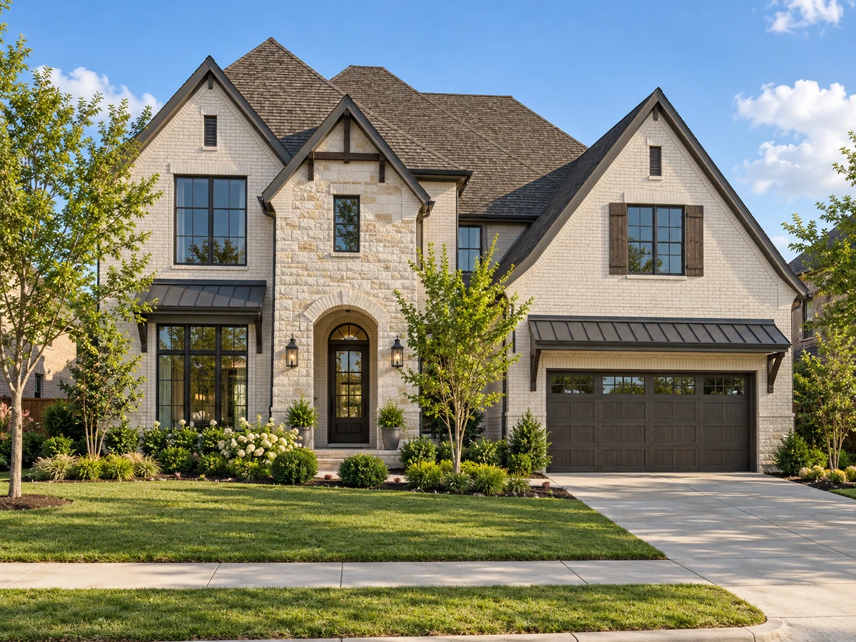 Architectural illustration of exterior features inspired by Wilmeth Ridge North in McKinney