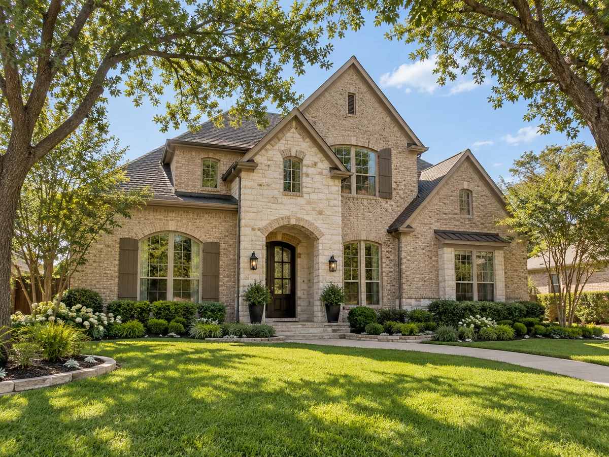 Architectural illustration of exterior features inspired by Woodbridge in Sachse