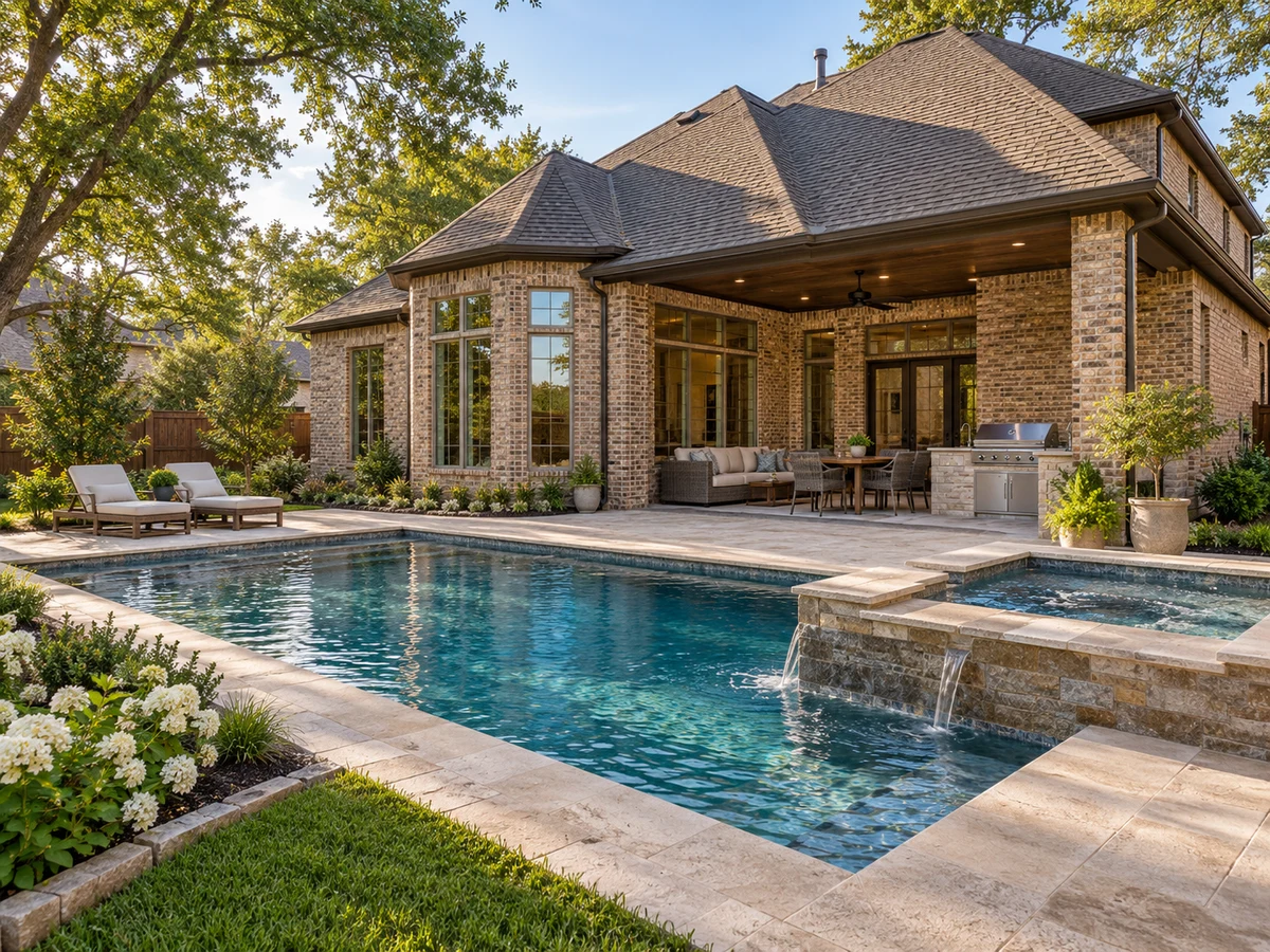 Architectural illustration of outdoor features inspired by Woodhaven in McKinney