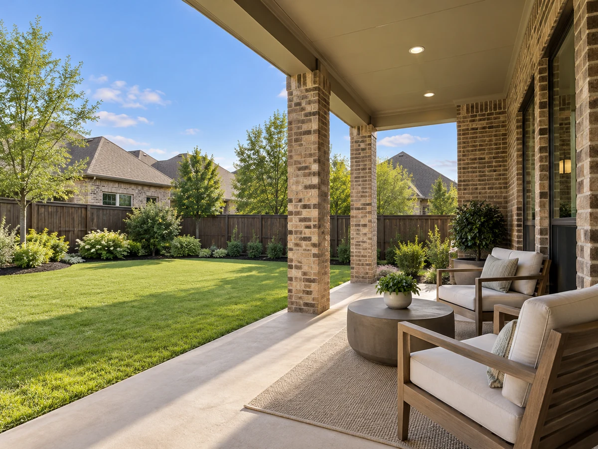Architectural illustration of outdoor features inspired by Wyndham Hill in Plano